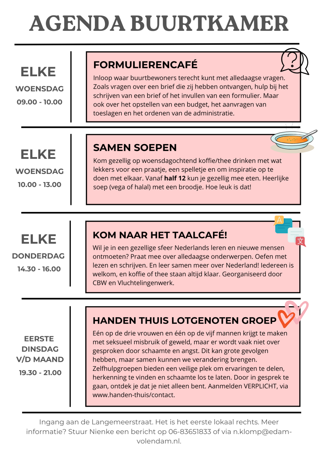 Agenda singelwijk