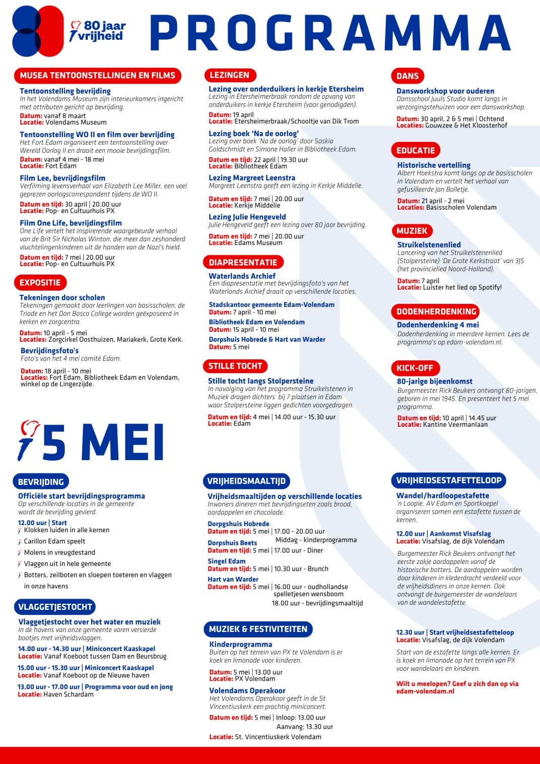 Programma 80 jaar vrijheid