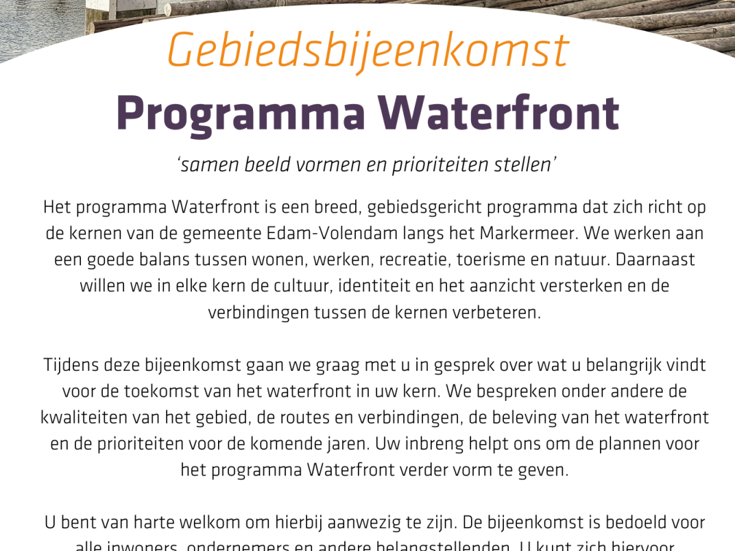 Uitnodiging Gebiedsbijeenkomst Volendam