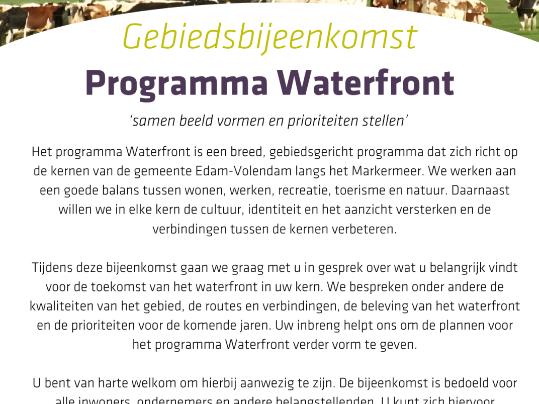 Uitnodiging Gebiedsbijeenkomst Voormalig Zeevang